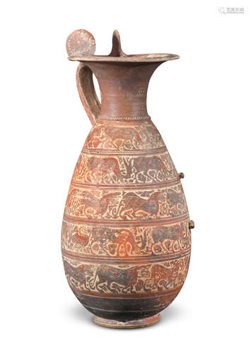 A large Etrusco-Corinthian black-figure olpe