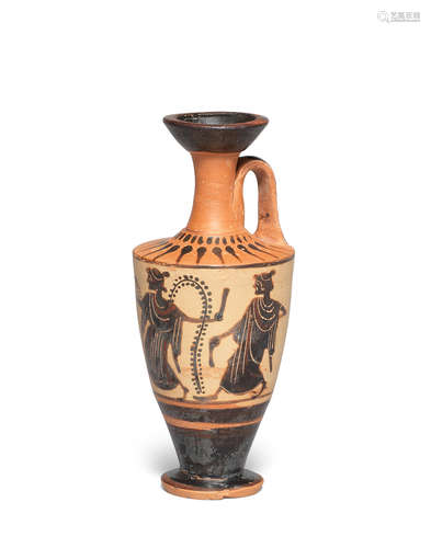 A miniature Attic black-figure white-ground lekythos