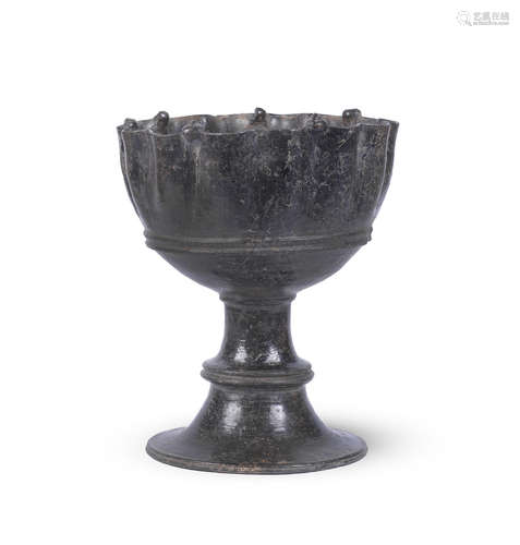 An Etruscan bucchero ware chalice