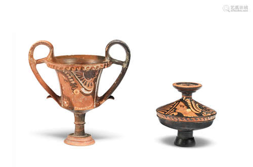 An Apulian red-figure lekanis and an Apulian red-figure kantharos  2