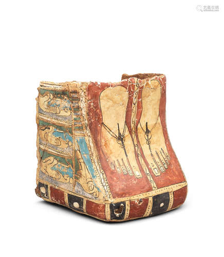 An Egyptian cartonnage footcase from a child's mummy