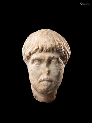 A Roman marble male portrait head