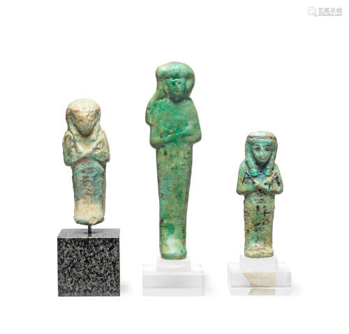 Three Egyptian glazed composition shabtis  3