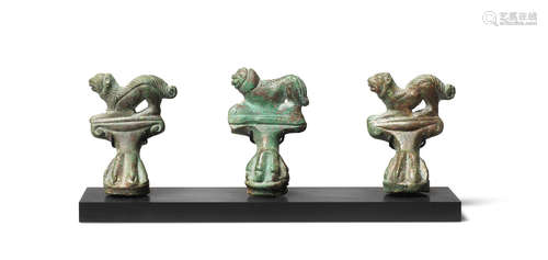 Three Etruscan bronze cista feet  3