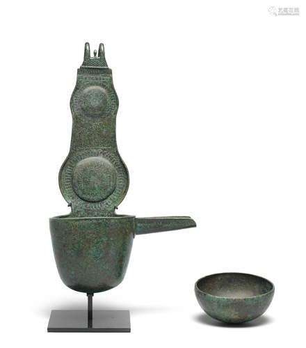 An Urartian bronze ladle and offering bowl  2