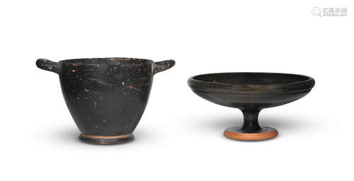 Two Attic black-glazed pottery vessels  2