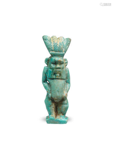 An Egyptian glazed composition amulet of Bes