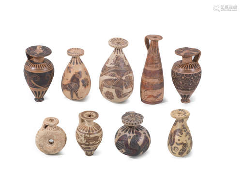 Nine Corinthian pottery vessels  9