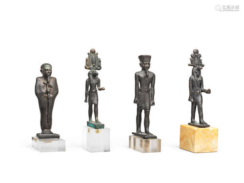 Four Egyptian bronze figures of the deities Sobek, Nehebkau, Amun and Ptah  4