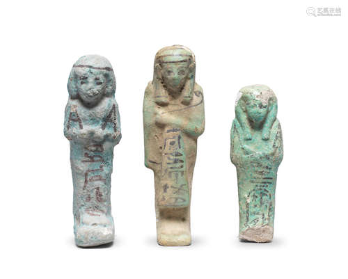 Three Egyptian glazed composition shabtis  3