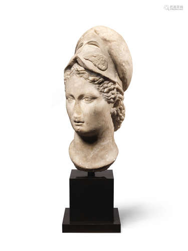 A Roman marble head of Minerva