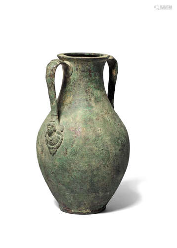 A Roman bronze amphora