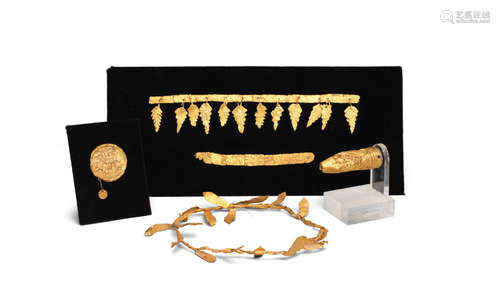 A group of Hellenistic and Western Asiatic sheet gold jewellery   5