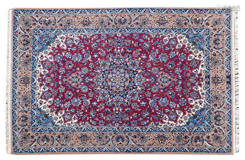 160 x 110cm Red ground Isfahan rug