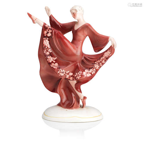 20th Century A Katzhutte pottery figure of a dancing girl