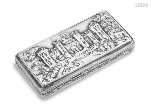 by Nathaniel Mills, Birmingham 1838  An early Victorian silver 'castle-top' snuff box