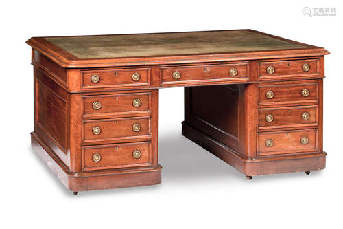 A 19th century mahogany partner's desk