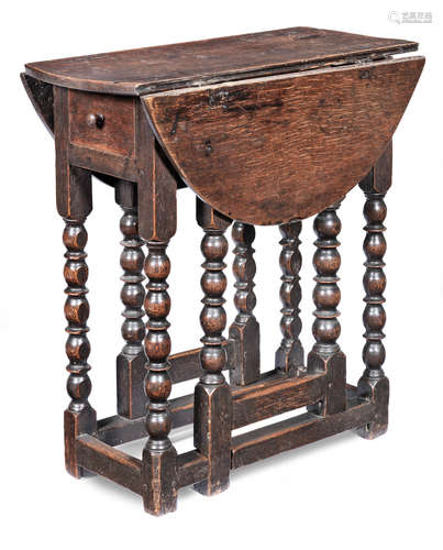 A 17th century and later small oak gateleg table