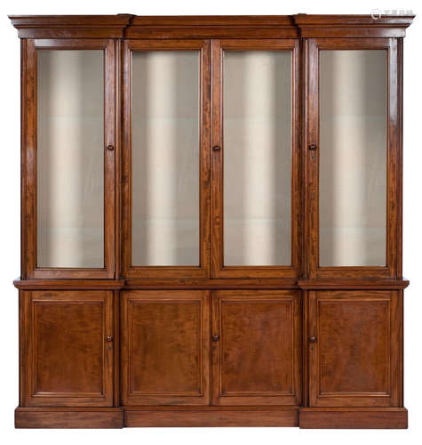 A 19th century mahogany inverted breakfront bookcase