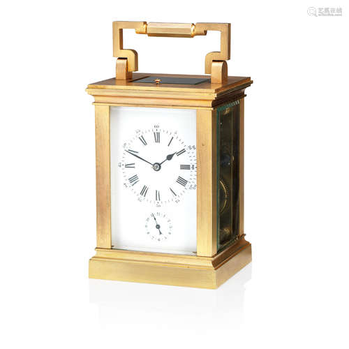 A 20th century gilt brass repeating alarm carriage clock