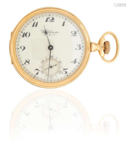 An 18ct gold Waltham open faced pocket watch