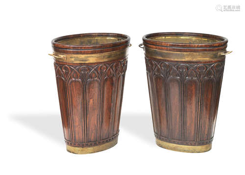 A Pair of large Georgian style peat buckets, late 20th century