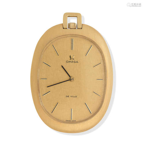 An Omega 18ct gold open face keyless pocket watch De Ville, 1970s