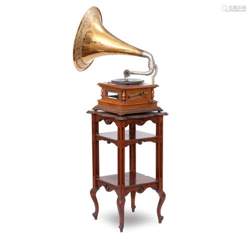 A Britanniaphone gramaphone on mahogany stand, circa 1930