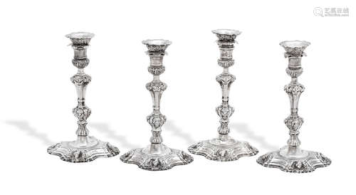 By Charles Townsend, Dublin circa 1765  A set of four George III Irish silver candlesticks