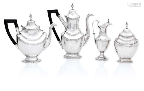 Lisbon, first quarter 20th century  A Portuguese silver four piece tea service