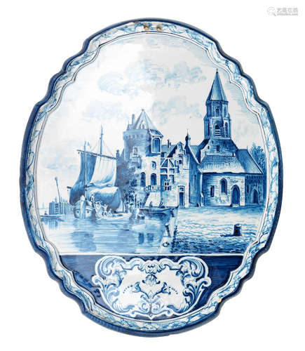 19th Century An oval Dutch Delft plaque