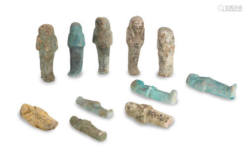 11  ELEVEN EGYPTIAN GLAZED COMPOSITION SHABTIS