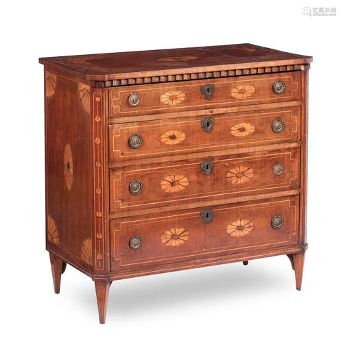 A 19th century mahogany and marquetry Dutch chest