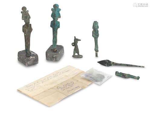 5  FIVE EGYPTIAN BRONZE FIGURES