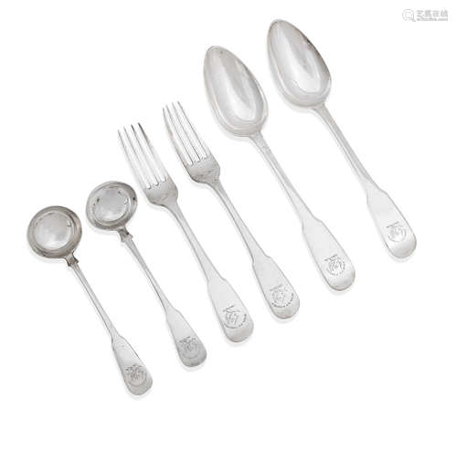 To include six toddy ladles by Alexander Cameron of Dundee, Edinburgh 1827  (30) A composite part canteen of 19th century silver flatware