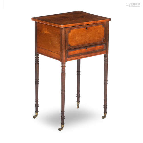 A 19th century rosewood, burr walnut and brass inlaid  work table