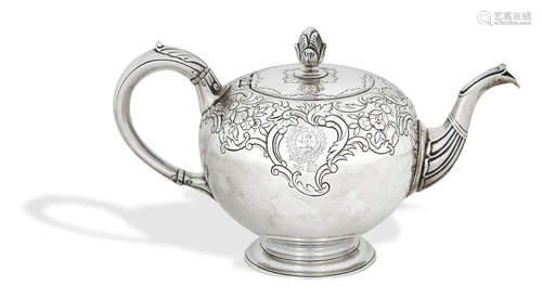 by James Gilsland, Edinburgh 1766  A George III silver teapot