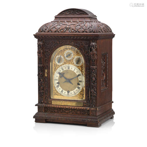 A 19th century oak cased repeating bracket clock