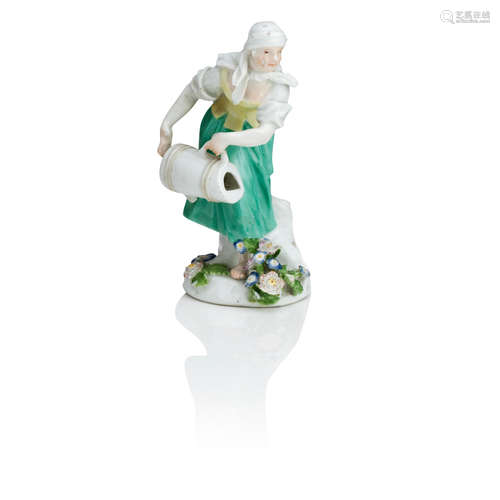 Mid 18th Century, later decorated A Meissen figure of a lady