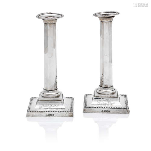 by Martin Hall & Co Ltd, Sheffield 1896  A pair of late Victorian silver candlesticks