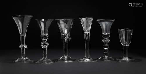 18th Century  Three light baluster wine glasses