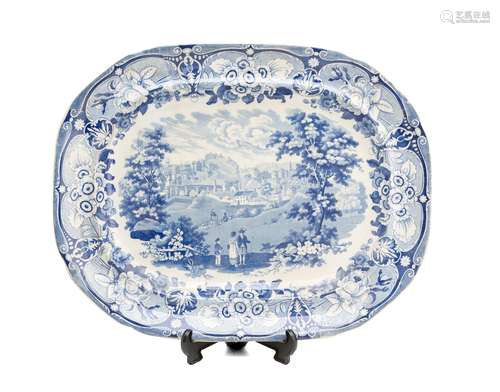 A 19th century Staffordshire  blue and white transfer printed ashet