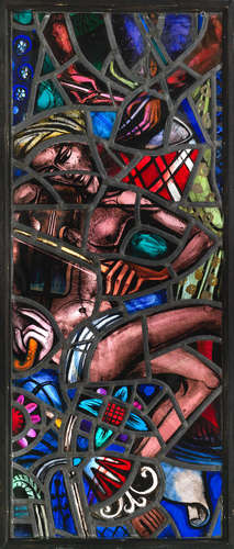 William Wilson OBE RSA RSW (British, 1905-1972), Musicians, 1951, stained glass panel