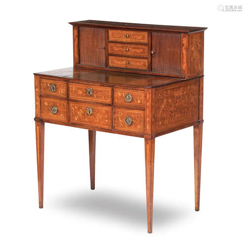 A 19th century Dutch mahogany Marquetry inlaid Bonheur-du-jour