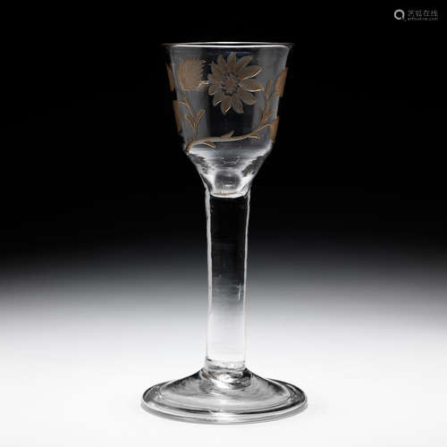 Circa 1750  A wine glass of Jacobite significance