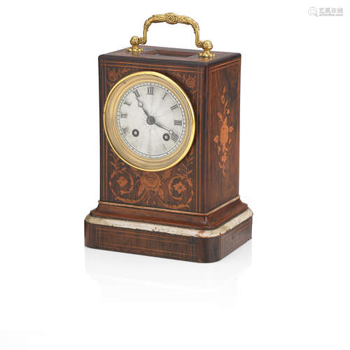 The movement stamped 'C Leblanc Paris'  An early 19th century Rosewood and marquetry inlaid cased mantle clock