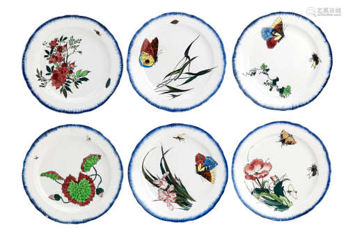 Late 19th Century A set of six Creil Montereau pottery plates