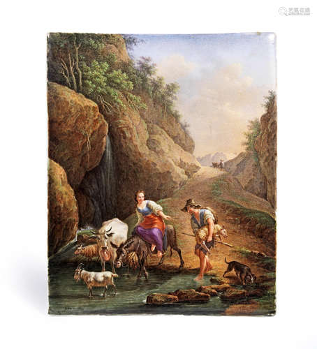 Dated 1834 A French porcelain plaque painted by Binet