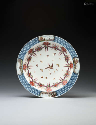 A rare large Meissen dish, circa 1725-27