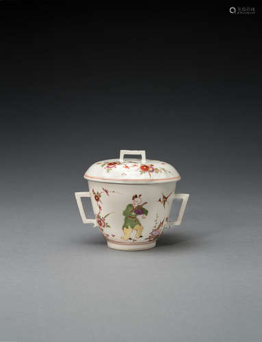 A Meissen double-handled olio pot and cover, circa 1725-30